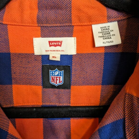 NFL Levi's Denver Broncos Blue & Orange Plaid Flannel kids XL - Picture 3 of 8